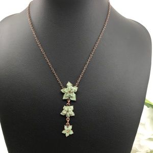 Bronzetone Enameled Triple Flower Fashion Pendant